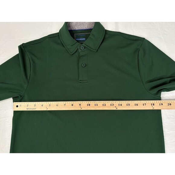 Twillory Athleisure Athlounger Long Sleeve Polo Shirt Mens S Green Performance - Picture 13 of 15